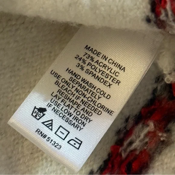 CeCe Red Hearts FairIsle Nordic Pattern Sweater Small - Picture 4 of 7